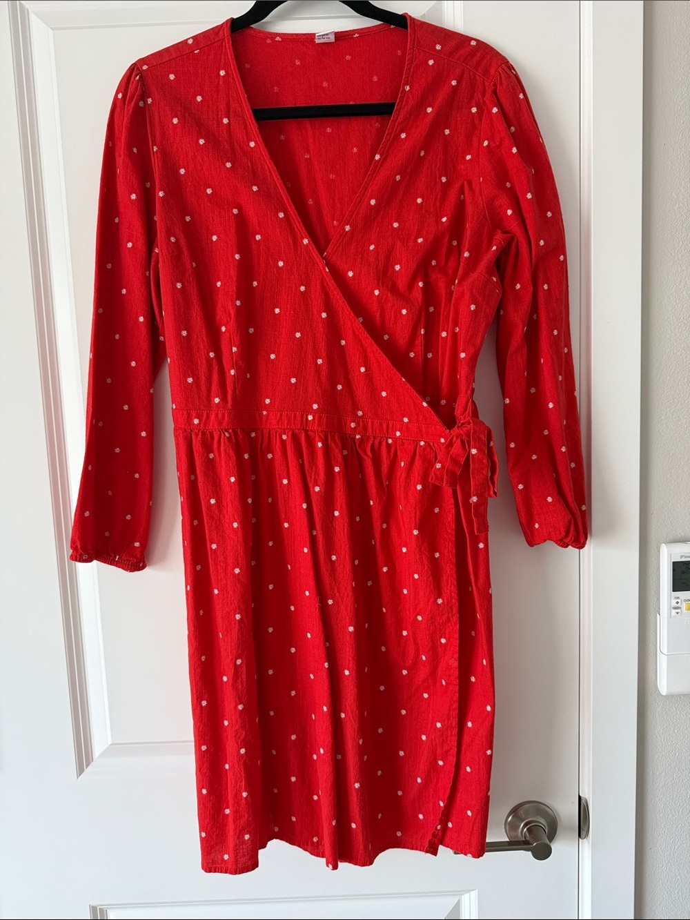 Old Navy Red Floral Print wrap dress mid thigh